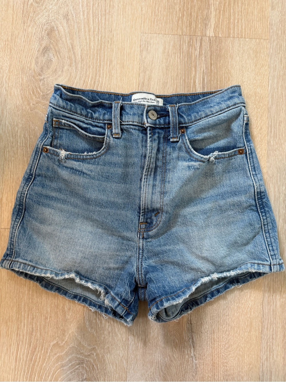 Abercrombie & Fitch Blue Denim Ultra High Rise Mom Jean Shorts